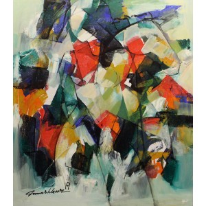 Mashkoor Raza, 30 x 36 Inch, Oil on Canvas, Abstract Painting, AC-MR-306